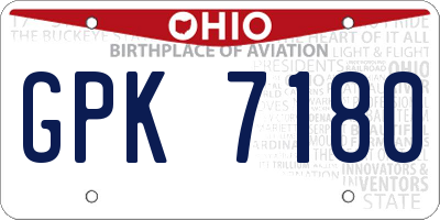 OH license plate GPK7180