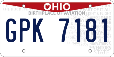 OH license plate GPK7181
