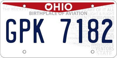 OH license plate GPK7182
