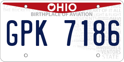OH license plate GPK7186