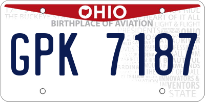 OH license plate GPK7187