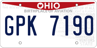 OH license plate GPK7190
