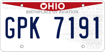 OH license plate GPK7191