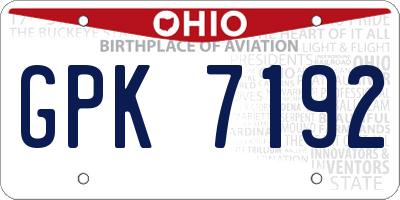 OH license plate GPK7192