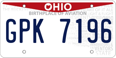 OH license plate GPK7196
