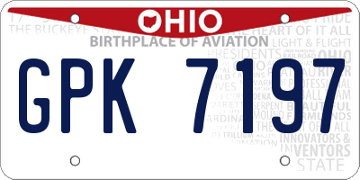 OH license plate GPK7197