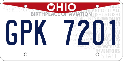 OH license plate GPK7201