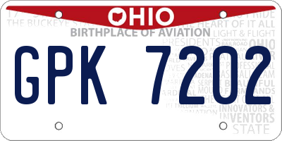 OH license plate GPK7202