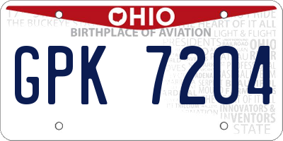 OH license plate GPK7204