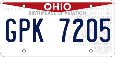 OH license plate GPK7205