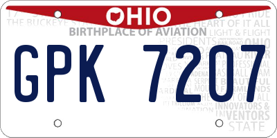 OH license plate GPK7207