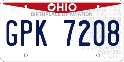 OH license plate GPK7208