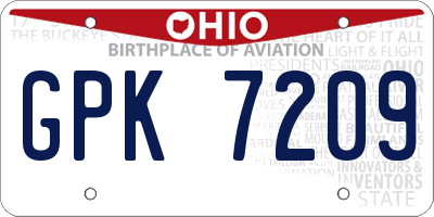 OH license plate GPK7209