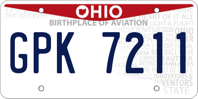 OH license plate GPK7211