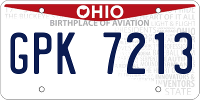 OH license plate GPK7213