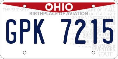 OH license plate GPK7215