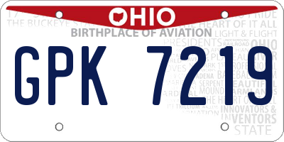 OH license plate GPK7219