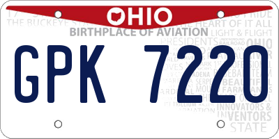 OH license plate GPK7220