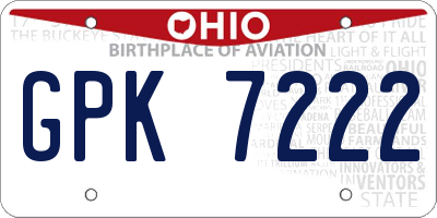 OH license plate GPK7222