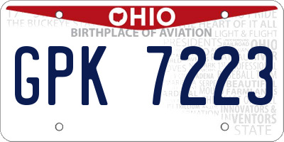 OH license plate GPK7223