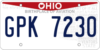 OH license plate GPK7230