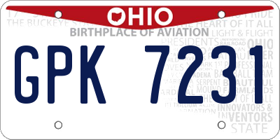 OH license plate GPK7231