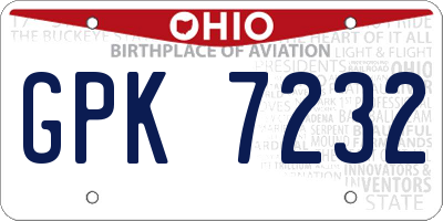 OH license plate GPK7232