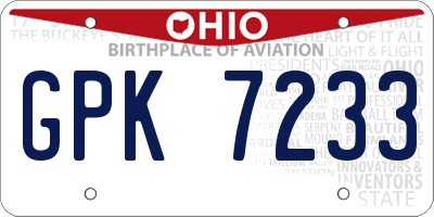 OH license plate GPK7233