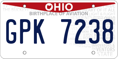 OH license plate GPK7238