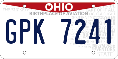 OH license plate GPK7241