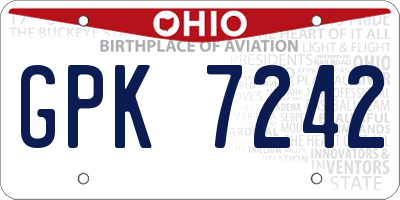 OH license plate GPK7242