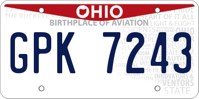 OH license plate GPK7243