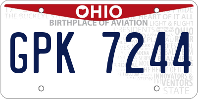 OH license plate GPK7244