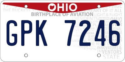 OH license plate GPK7246