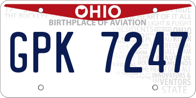 OH license plate GPK7247