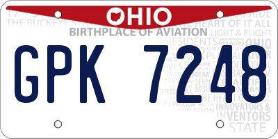 OH license plate GPK7248