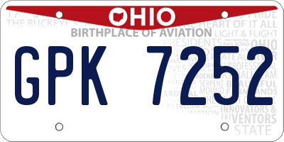 OH license plate GPK7252