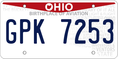 OH license plate GPK7253