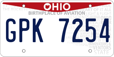 OH license plate GPK7254