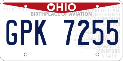 OH license plate GPK7255