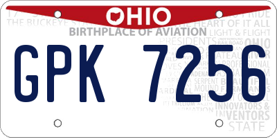 OH license plate GPK7256