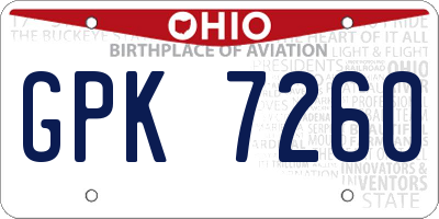 OH license plate GPK7260