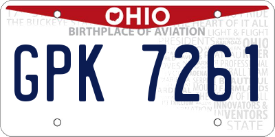 OH license plate GPK7261