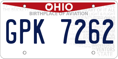 OH license plate GPK7262
