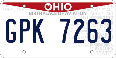 OH license plate GPK7263