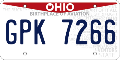 OH license plate GPK7266