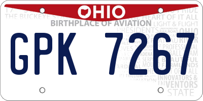 OH license plate GPK7267