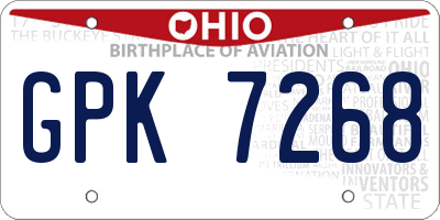 OH license plate GPK7268