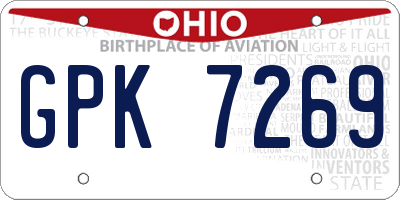 OH license plate GPK7269