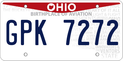 OH license plate GPK7272